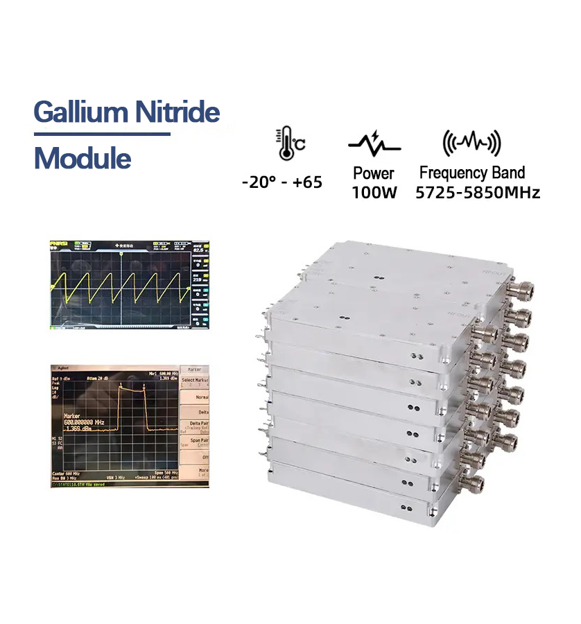 100W GaN Drone Jammer Module | 5725-5850MHz High-Power RF Interference Module