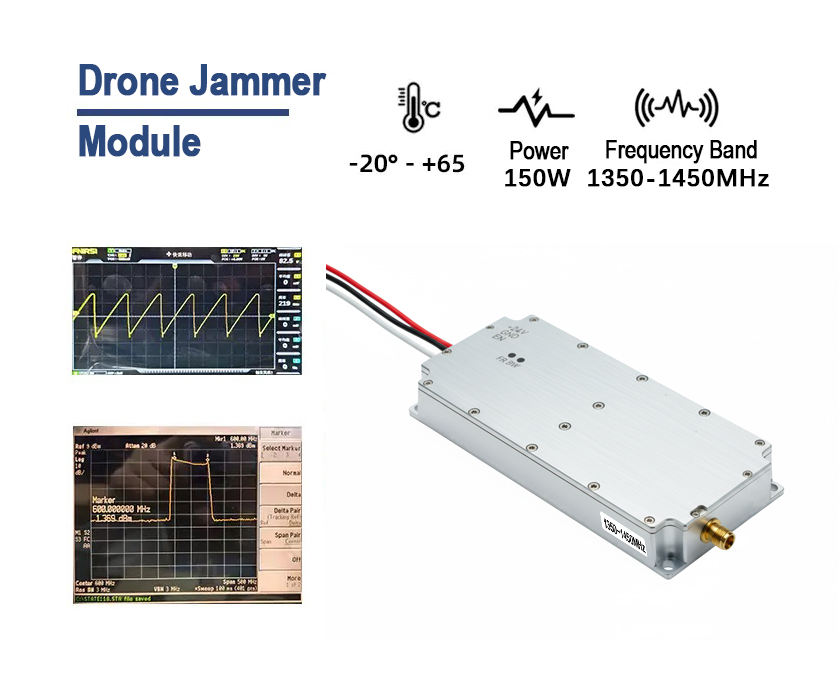 150W 1350-1450MHz Drone Jammer Module with Built-in Sweep Source | High-Power UAV Signal Blocker