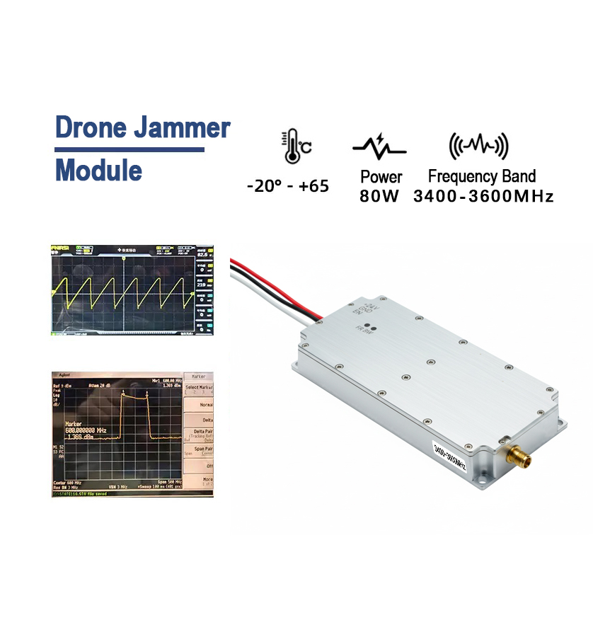 80W 3400-3600MHz Drone Jammer Module with Integrated Analog Interference