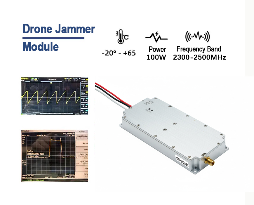 100W RF Jammer Module for 2300-2500MHz | UAV Countermeasure with Sweep Source