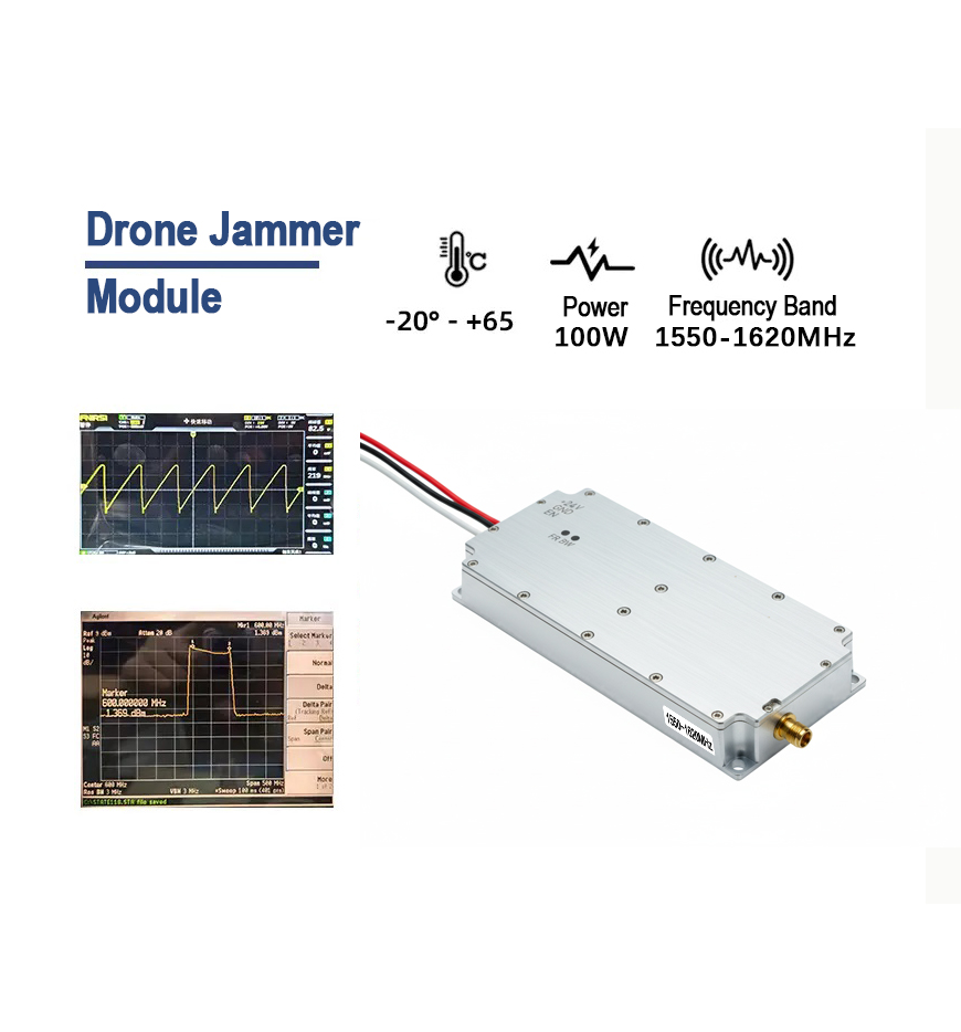 100W 1550-1620MHz Drone GPS/Beidou Jammer Module | GNSS Simulated Interference